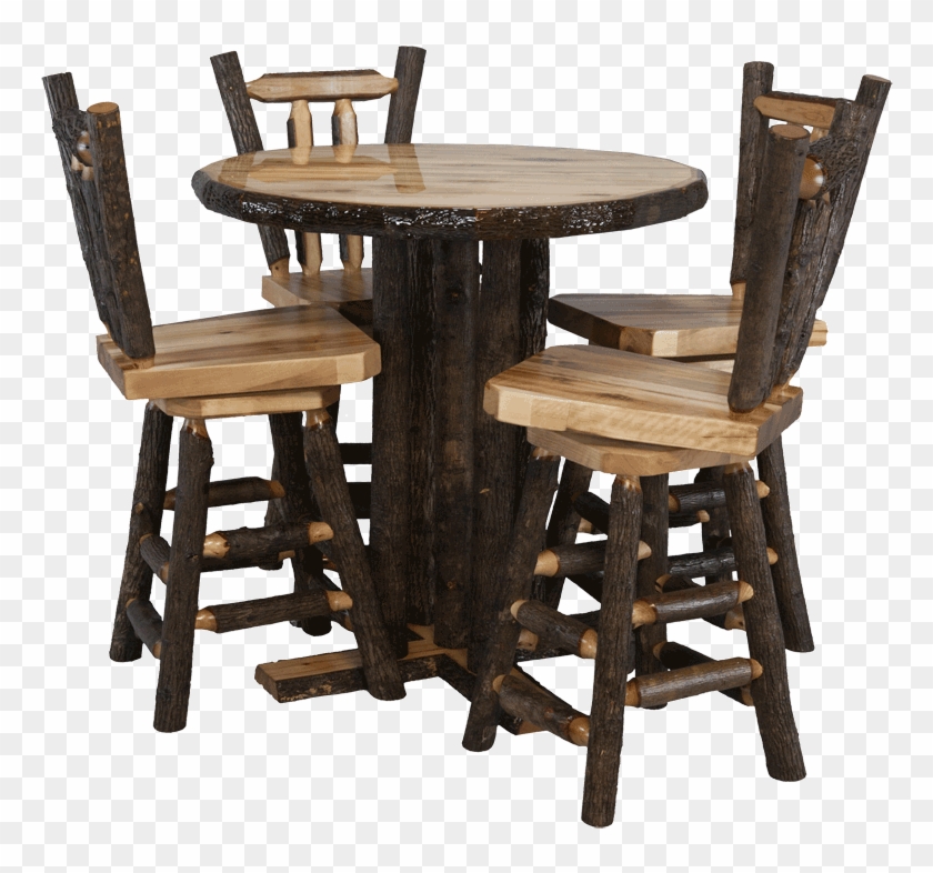 Hickory Log Pub Table - Chair Clipart #6010819