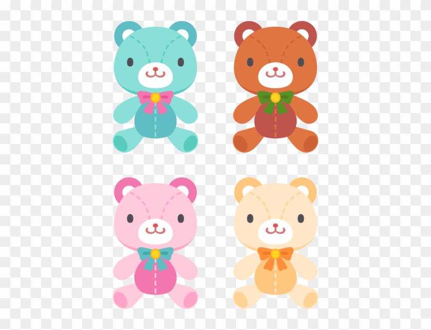 Stuffed Bears 4 Colors Free Png And Vector - Cartoon Clipart #6011524
