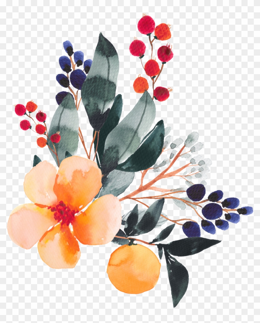 Pintado A Mano De Color Plantas Empalmar La Acuarela - Artificial Flower Clipart #6012724