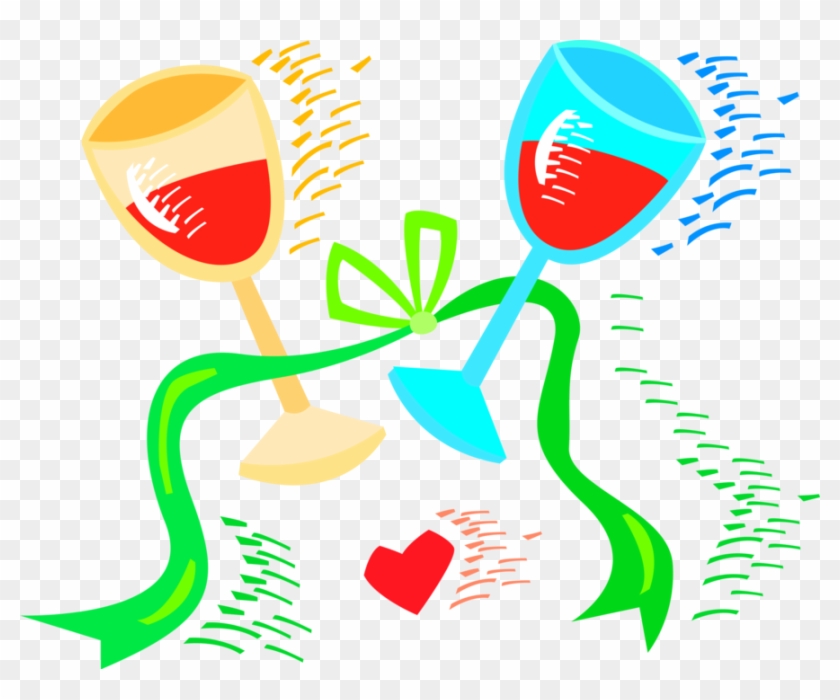 Vector Illustration Of Wedding Ceremony Wine Glasses Clipart #6014459