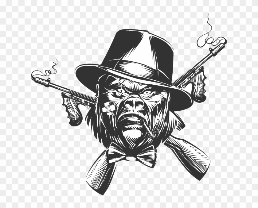 Cool Drawing Gangster - Gangsta Gorilla Drawing Clipart #6015647