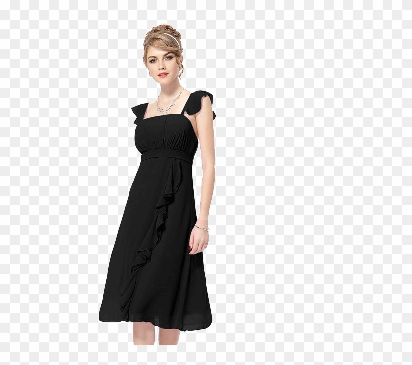 Women Sleeveless Flounced Hem Waist Bridesmade Dress - Dress Clipart #6017637