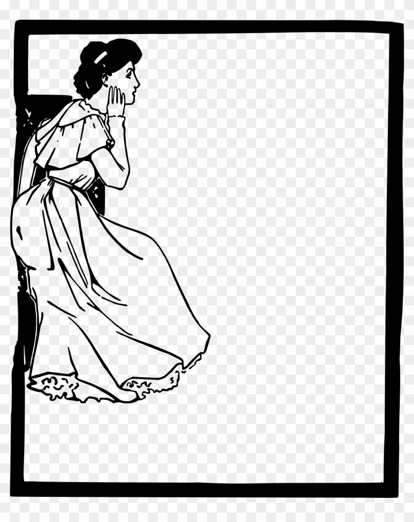 This Free Icons Png Design Of Simple Dress Lady Frame - Sketch Clipart