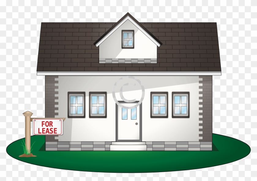 House With For Lease Sign - House Clipart