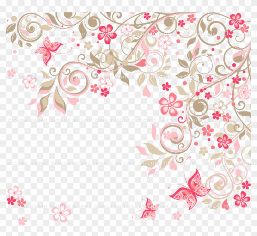 Pink Flower Border - Pink Floral Background Png Clipart #6018408