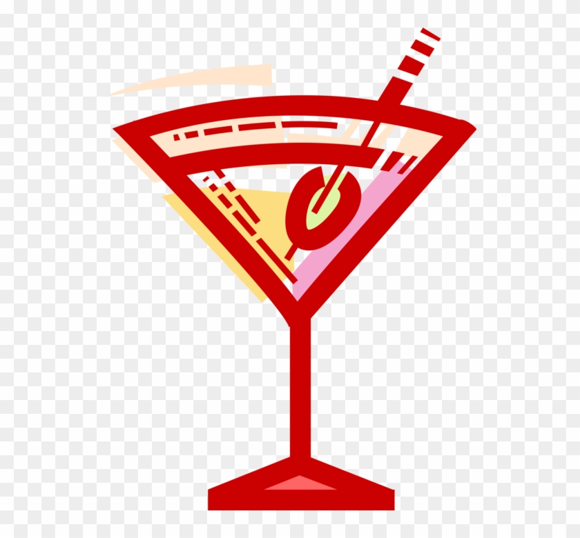 Vector Illustration Of Martini Alcohol Beverage Cocktail - Martini Glass Clipart #6018412