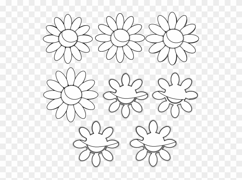 Eight Flowers Flora 34 Black White Line Art Coloring - Shetland Geopark Map Clipart