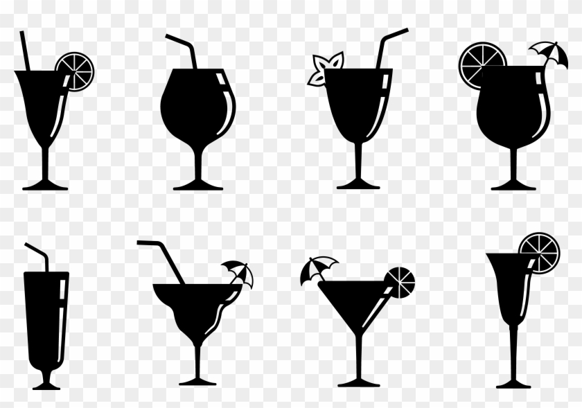 Cocktail Clipart Mocktail - Juice Glass Clipart Black And White - Png Download