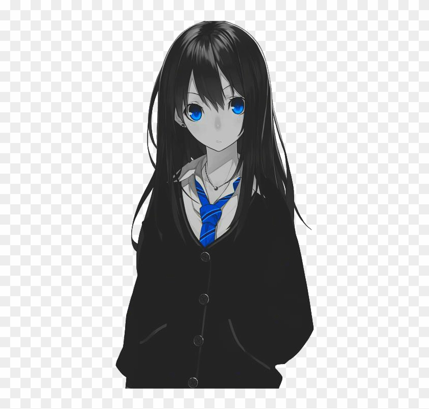 27 Images About Anime Gals On We Heart It - Anime Girl Black Hair Blue Eyes Clipart