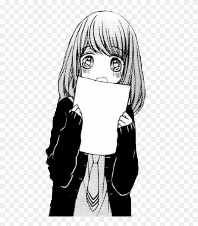 #shy #anime #girl #sad #cute #glitch #blackandwhite - Transparent Black And White Anime Png Clipart