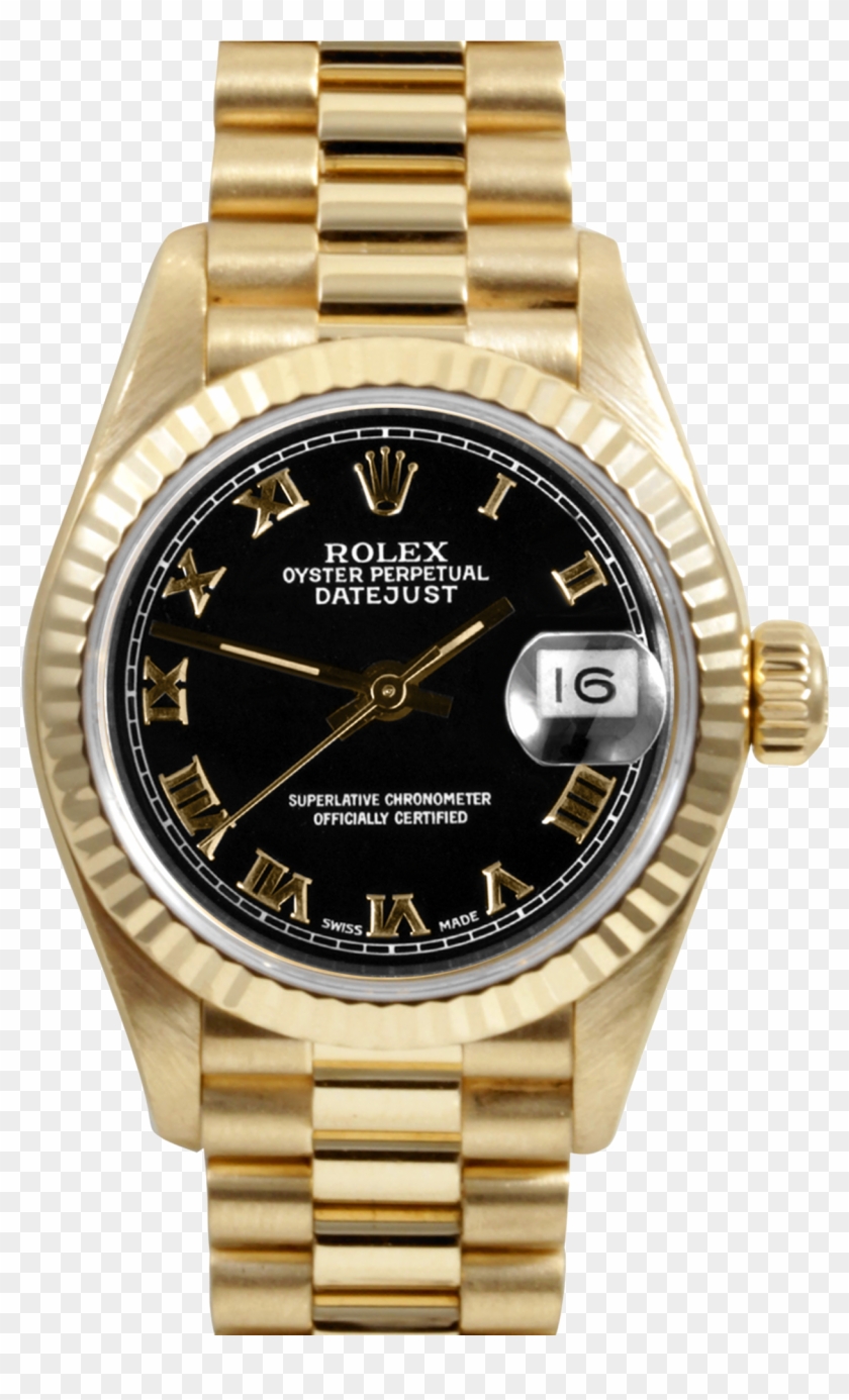 Gold Rolex Watches - Silver Watch Black Face Womens Clipart #6021095