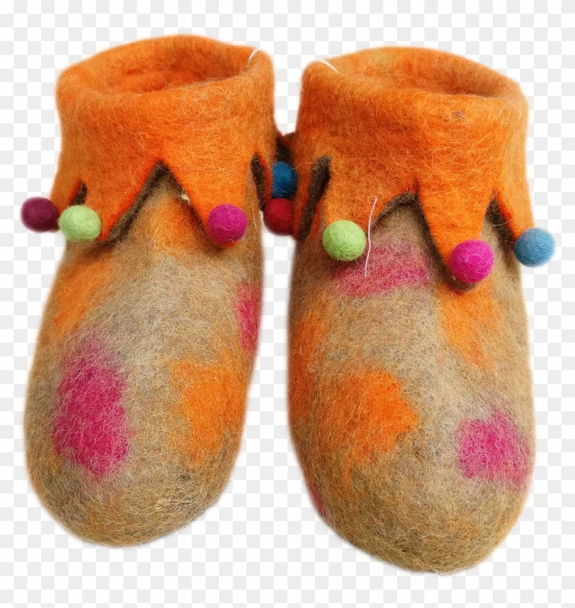 Orange Felt Shoe - Slip-on Shoe Clipart