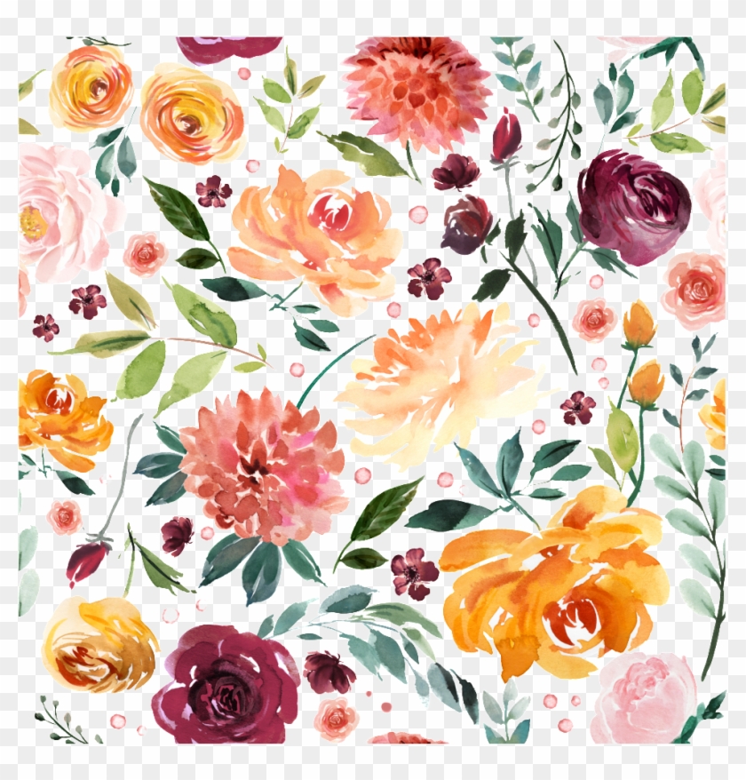 Colorful Color Flowers Transparent - Watercolor Painting Clipart