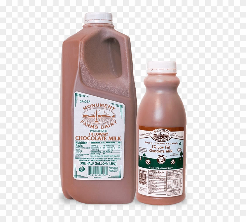 A Pint And Half Gallon Of Monument Farms 1% Local Chocolate - Monument Farms Dairy Chocolate Milk Clipart