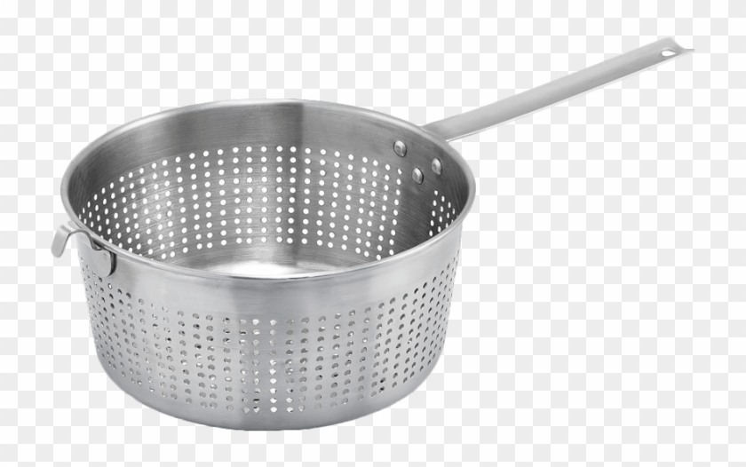 Winco Spaghetti Strainer - Stainless Steel Single Handle Colander Clipart
