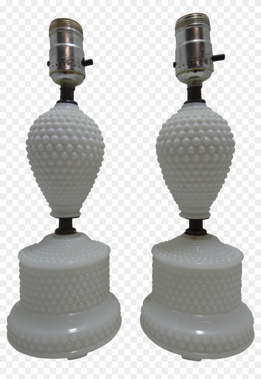 Fenton Hobnail Milk Glass Table Lamps - Light Clipart