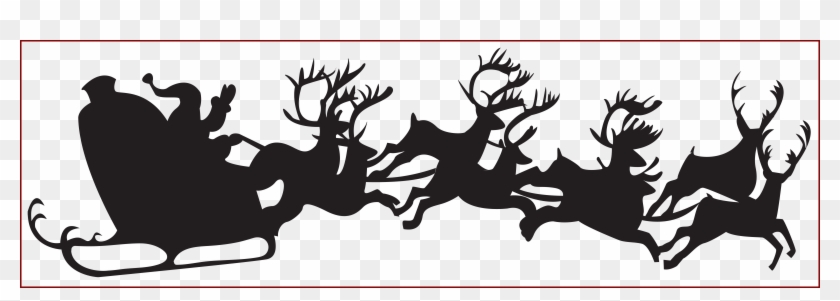 Appealing Christmas Silhouette Santa Claus With Sleigh - Silueta Santa Claus Png Clipart #6029440