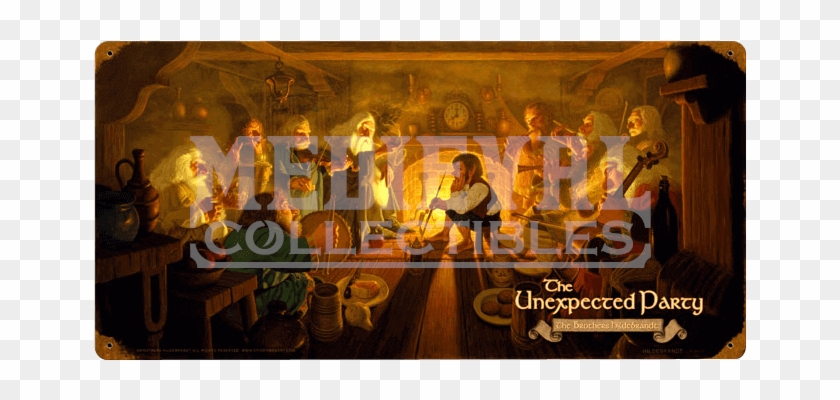 The Unexpected Party Lotr Vintage Metal Sign - Fête De La Musique Clipart #6029696