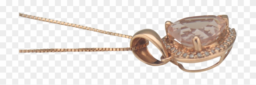 14k Rose Gold Morganite Heart And Diamond Necklace - Locket Clipart