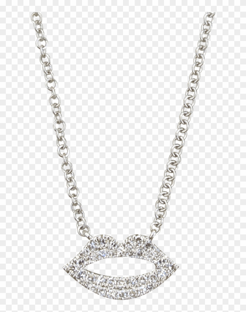 Lip White Gold And Diamond Necklace - Pendant Clipart #6029760