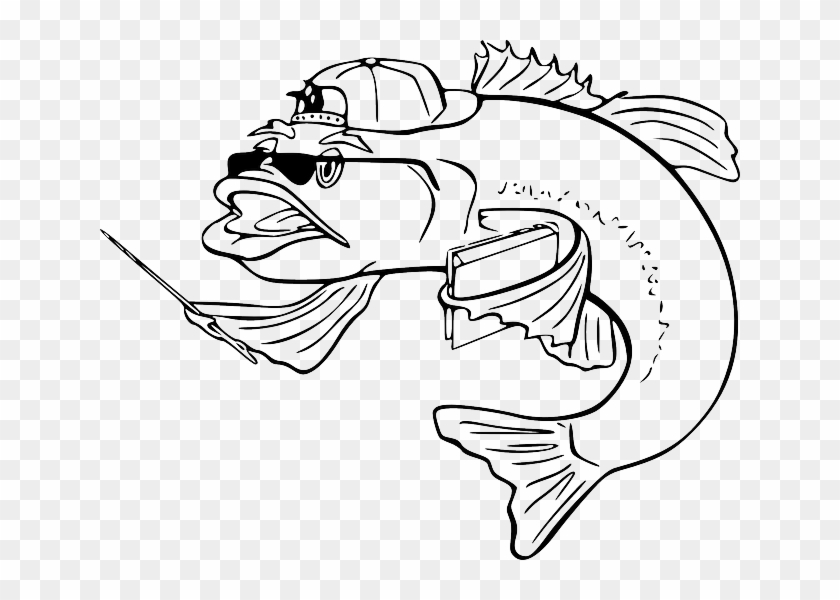 Black, Teacher, Outline, White, Cartoon, Bass, Fish - Fish Clip