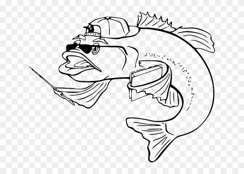Black, Teacher, Outline, White, Cartoon, Bass, Fish - Fish Clip Art - Png Download