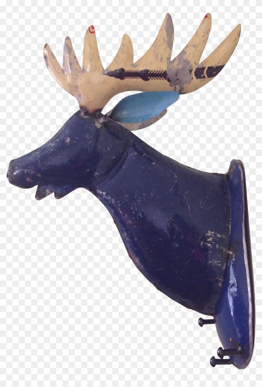Rustic Blue Metal Moose Head Wall Mount On Chairish - Reindeer Clipart