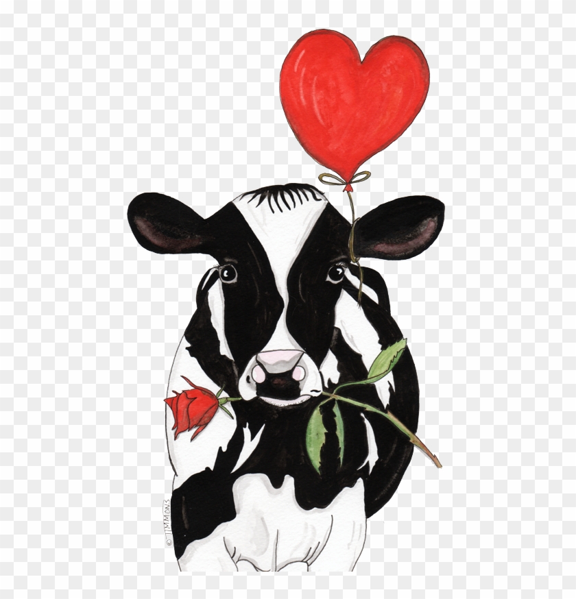 Even Cows Feel The Love - Valentines Cow Clipart #6033039