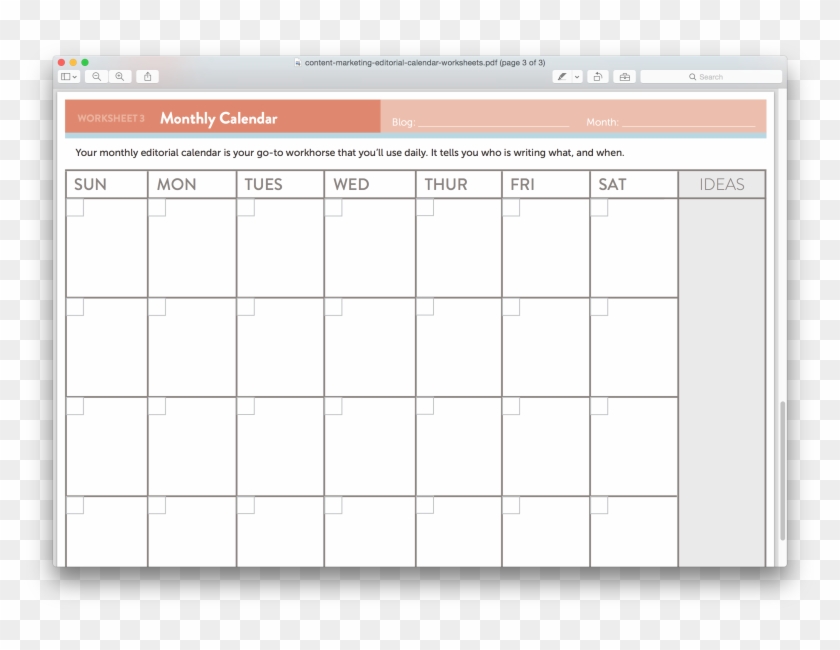 Editoral Calendar - Social Media Content Calendar Week Template Clipart