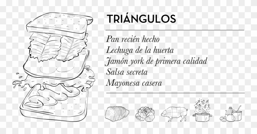 Triángulos, Los Sandwiches Del Bar Eme De Bilbao Famosos - Line Art Clipart #6033519