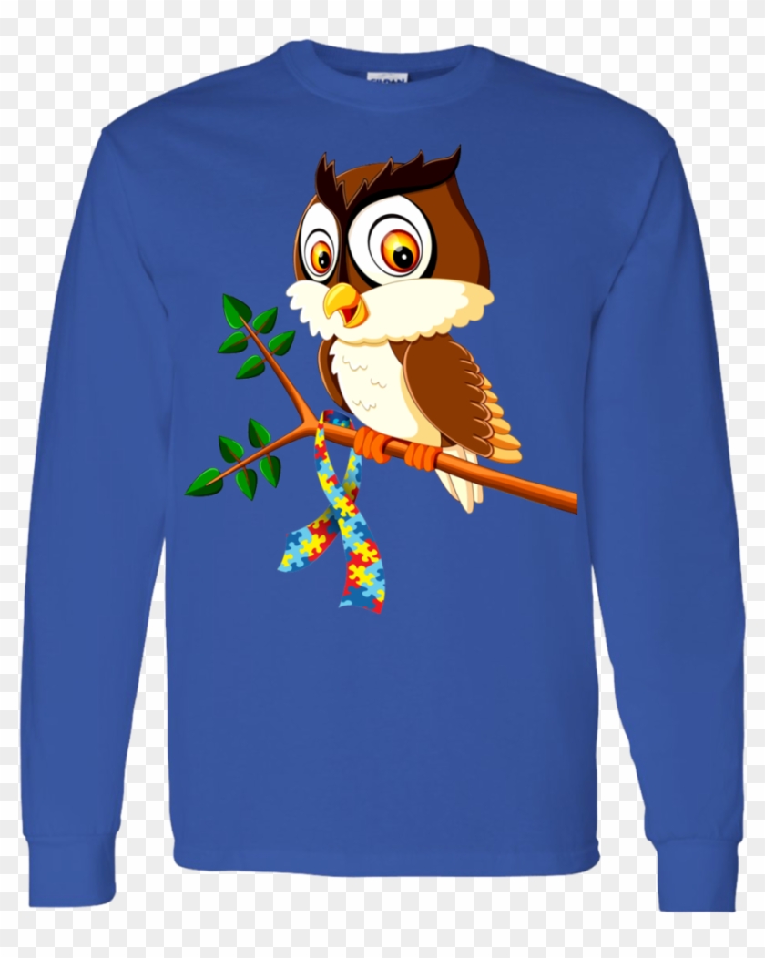 Owl Autism G540 Gildan Ls T Shirt - Cartoon Clipart #6034021