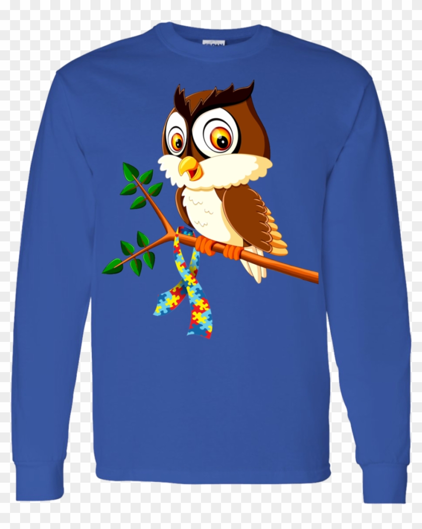 Owl Autism G540 Gildan Ls T Shirt - Cartoon Clipart #6034021