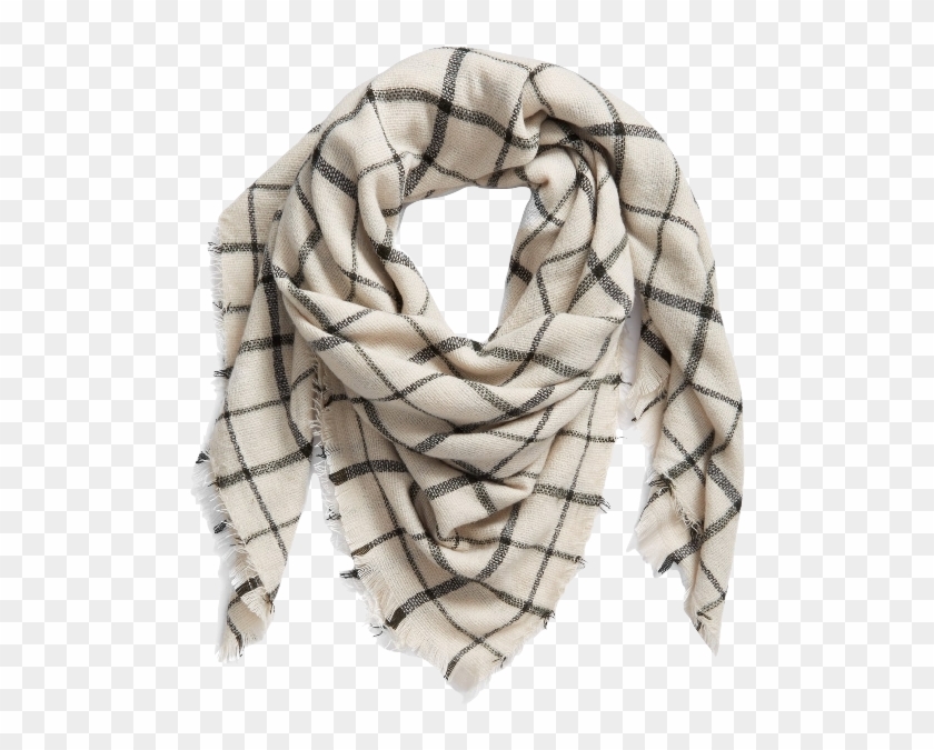 Black Plaid Scarf And White Plaid Scarf - Scarf Clipart #6034223