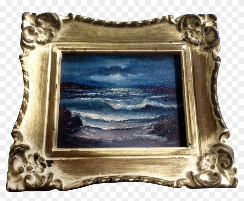 Robert Halstead, Small Seascape Oil Painting Of Moonlight - Picture Frame Clipart #6034226