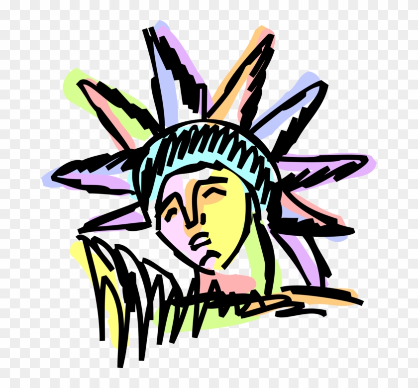 Vector Illustration Of Statue Of Liberty Colossal Neoclassical Clipart #6034766