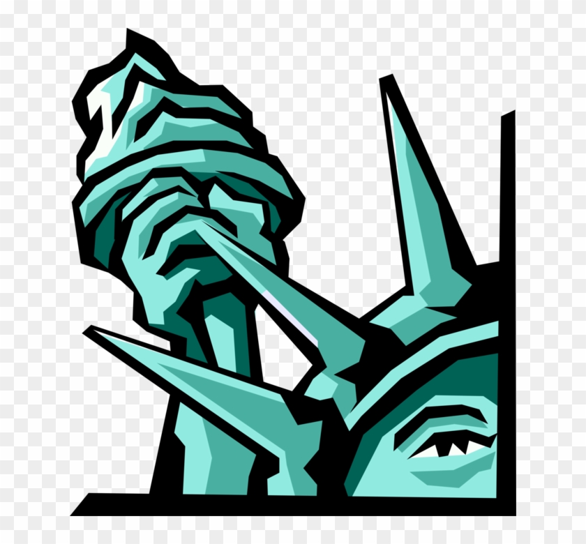 Vector Illustration Of Statue Of Liberty Colossal Neoclassical - Illustration Clipart #6034860