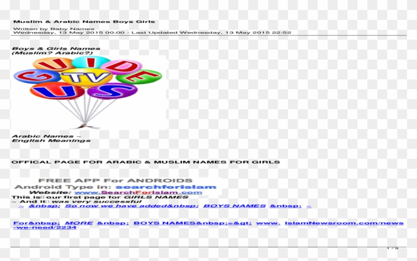 Arabic Girl Names - Balloon Clipart #6035335