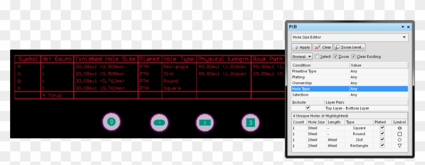 Altium Designer's Drill Table And Hole Size Editor - Slotted Hole Altium Clipart