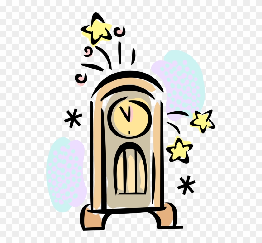 Vector Illustration Of Grandfather Clock Rings In New Clipart #6036288