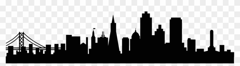 San Francisco, Skyline, Silhouette, Black And White - Sf Skyline Silhouette Clipart