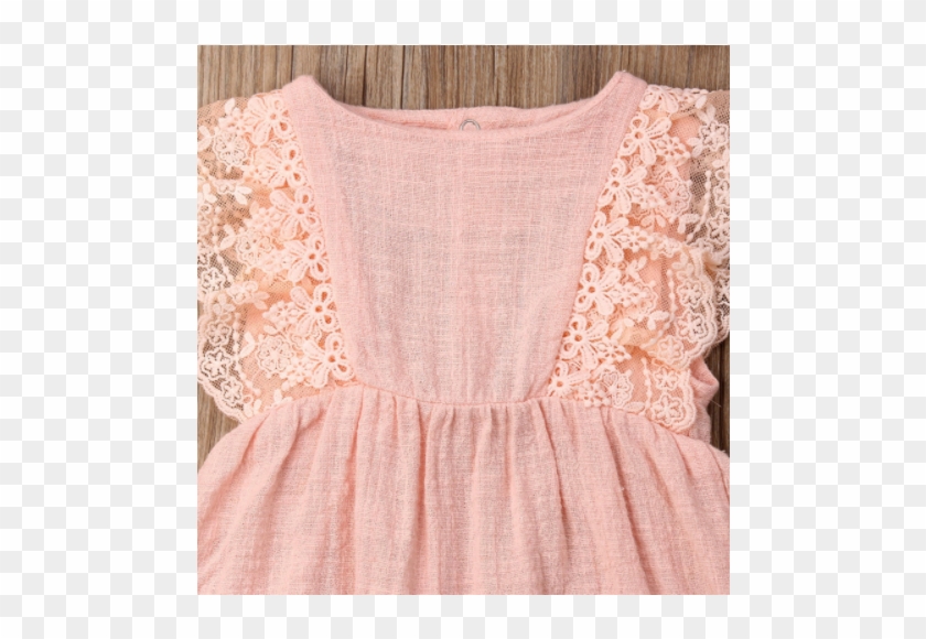 2 Piece Baby Lace Trimmed Pink Romper With Headband - Crochet Clipart #6036752