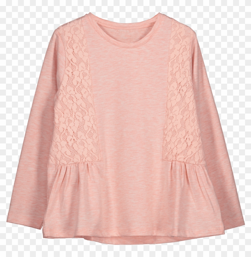 Anni Pink Longsleeve With Lace Panels - Flower Clipart #6036928