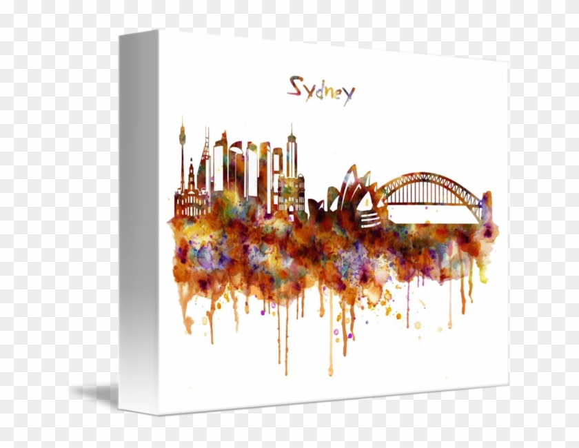 "san Francisco Watercolor Skyline " By Marian Voicu, - Sydney Skyline Painting Black And White Clipart