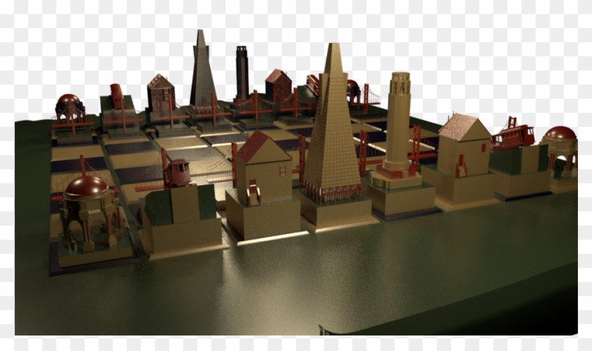 3d Chess Set Of San Francisco Skyline Created In Maya - Brutalist Architecture Clipart #6037489