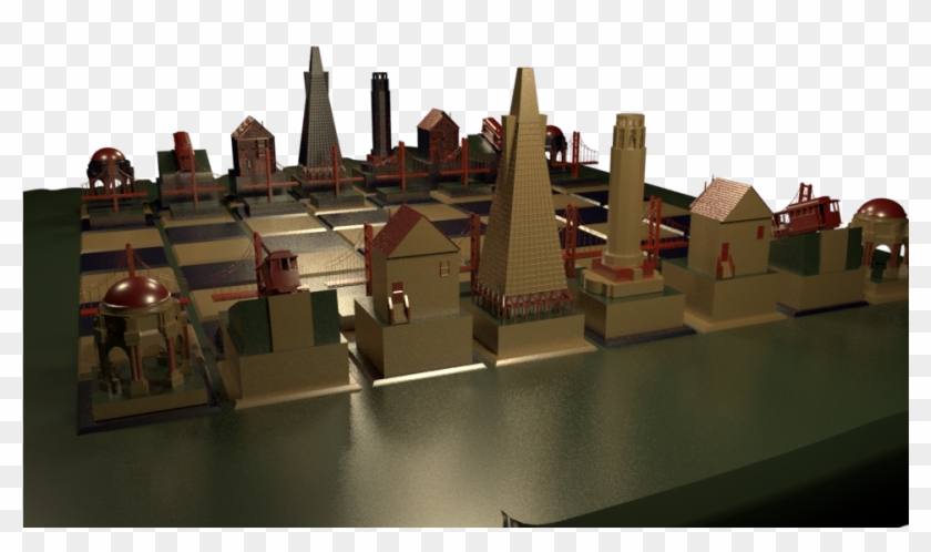 3d Chess Set Of San Francisco Skyline Created In Maya - Brutalist Architecture Clipart