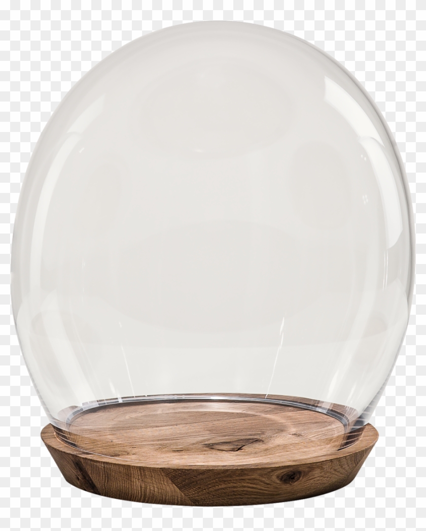 Glass Dome Hand Blown On Wood Base 23 Cm - Dinghy Clipart #6037551