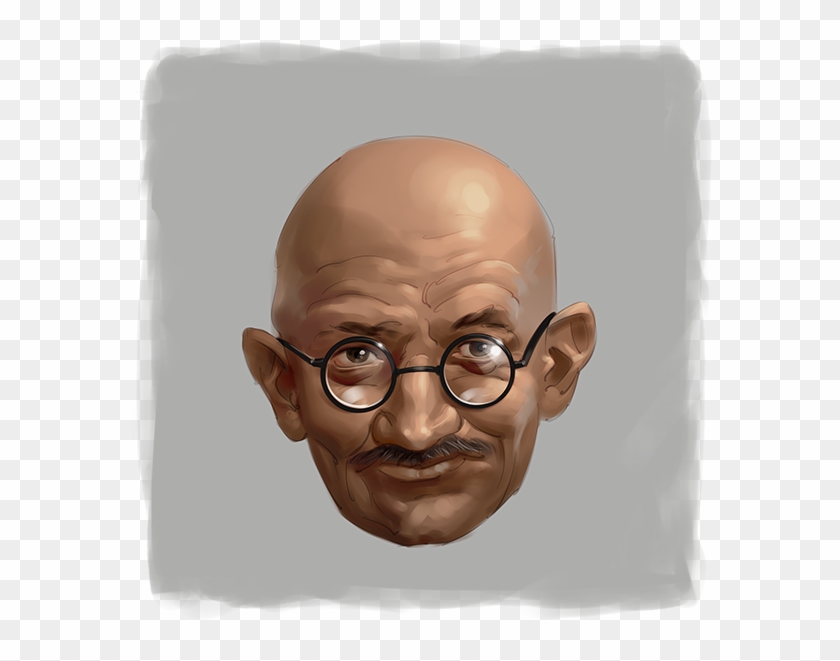 Mahatma Gandhi Digital Painting Portrait - Senior Citizen Clipart