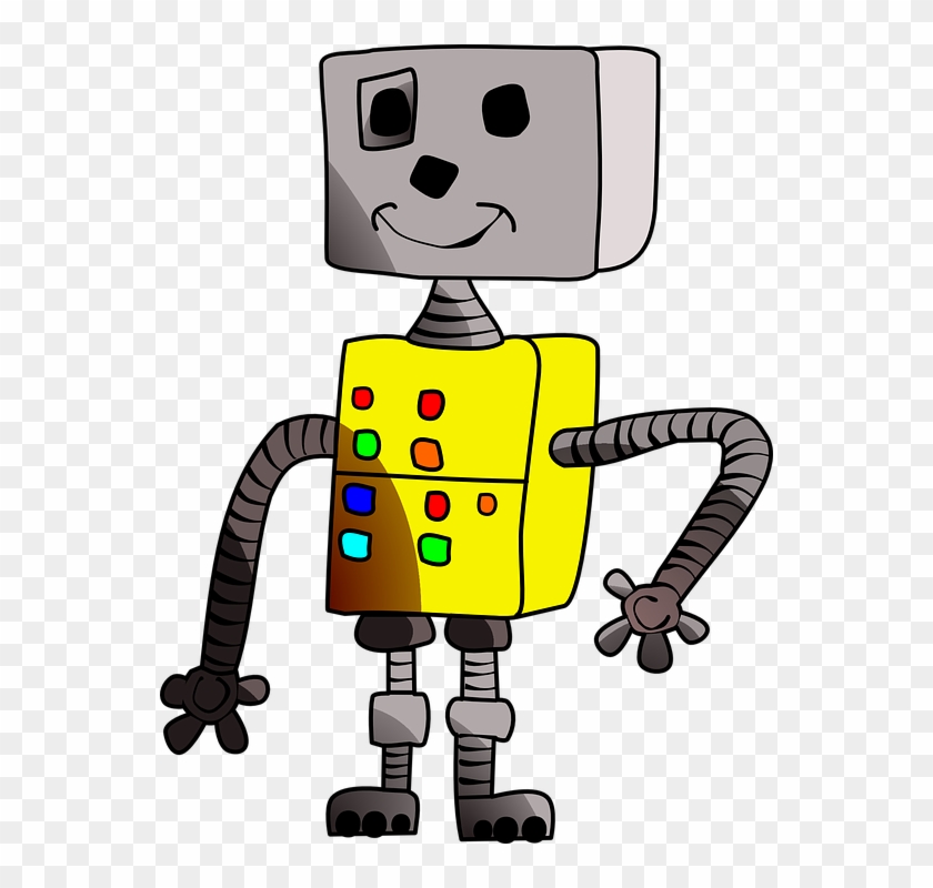 Robot Smile Childlike Yellow Machine - Robot Infantil Clipart