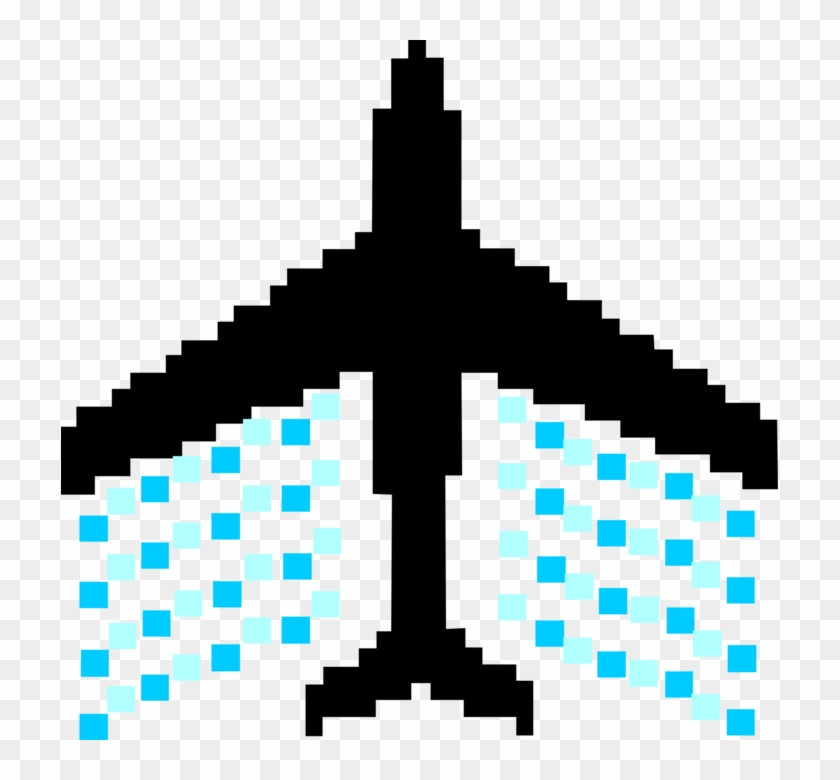 Vector Illustration Of Pixelated Bitmap Jet Aircraft - Simple Pixel Art Mountain Clipart