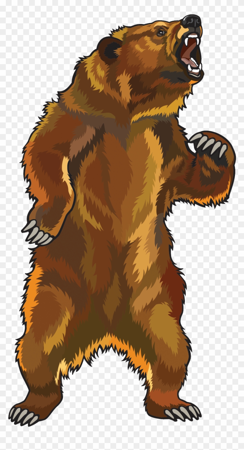 Angry Grizzly Bear - Standing Grizzly Bear Clipart - Png Download